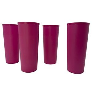 Vintage TUPPERWARE 16 OZ TUMBLERS/CUPS #107-52 Lot of 4 Pink